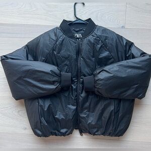 Zara Sleek Black Puffer Jacket